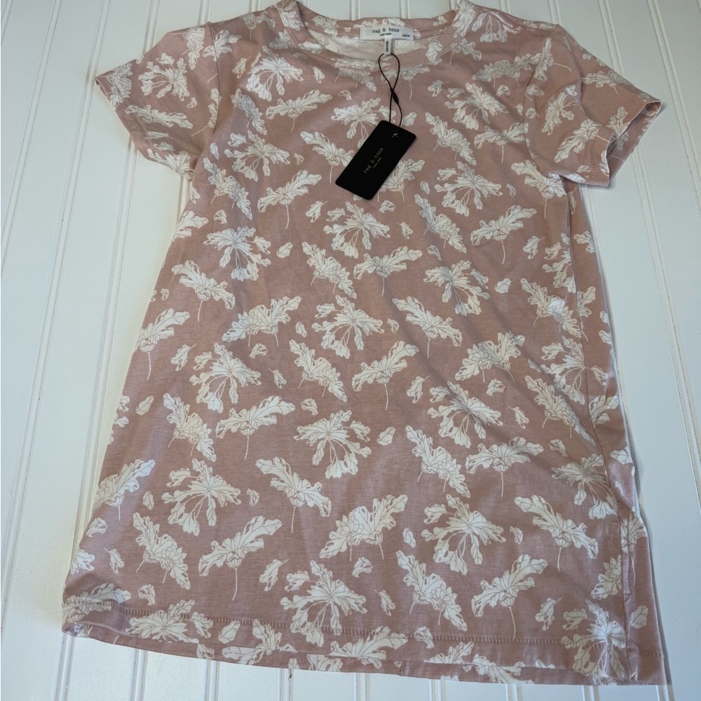 Rag & Bone Tee T-Shirt Women’s XS Pink Floral Cotton Blend NEW 1625